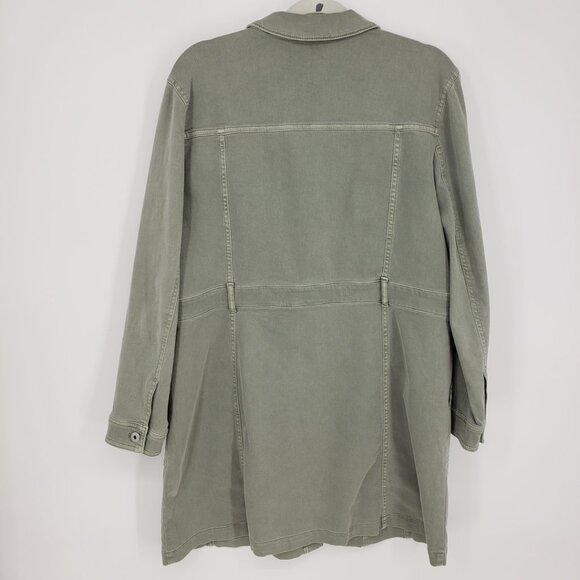 J. Jill Tahoe Denim Long Utility Jacket LP Women's Button Down Cotton Sage Green - Picture 4 of 11